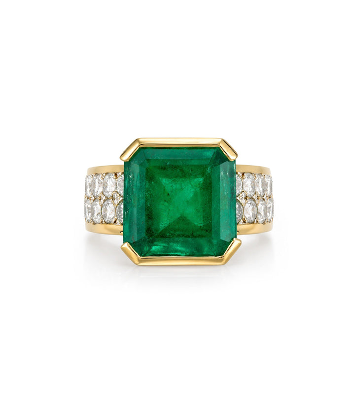 18kt Yellow Gold Estate Emerald Diamond Ring