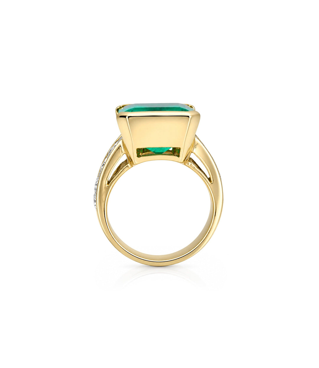 18kt Yellow Gold Estate Emerald Diamond Ring