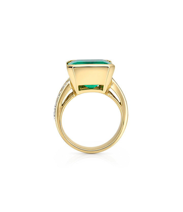 18kt Yellow Gold Estate Emerald Diamond Ring
