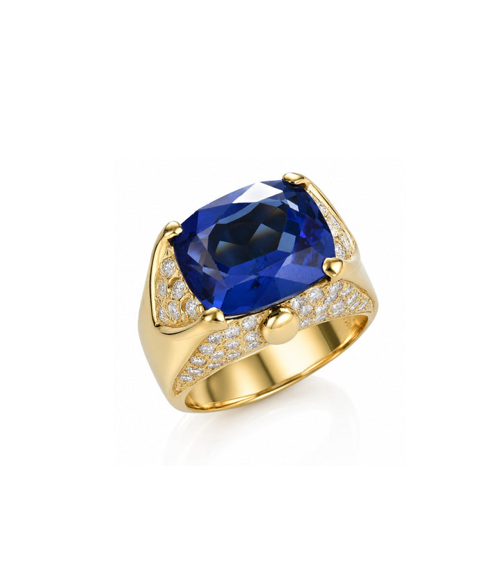 18kt Yellow Gold Estate Tanzanite Diamond Ring