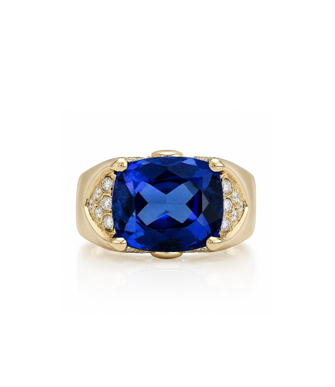 18kt Yellow Gold Estate Tanzanite Diamond Ring