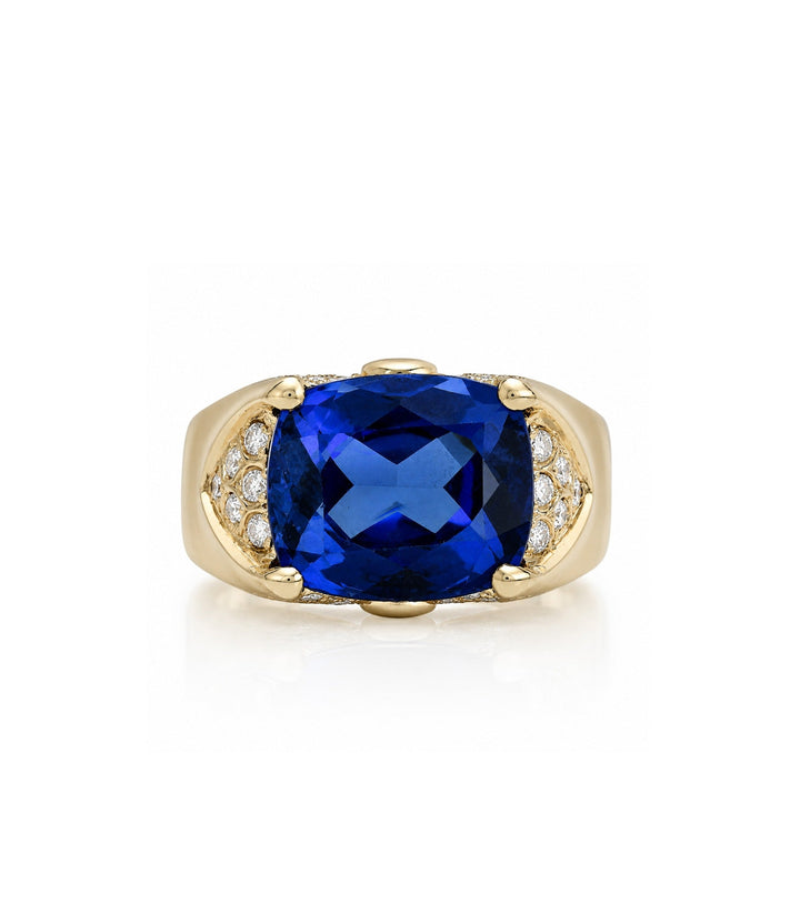18kt Yellow Gold Estate Tanzanite Diamond Ring