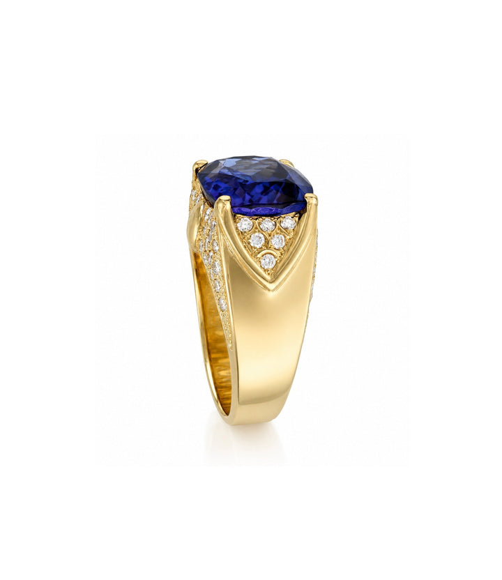 18kt Yellow Gold Estate Tanzanite Diamond Ring