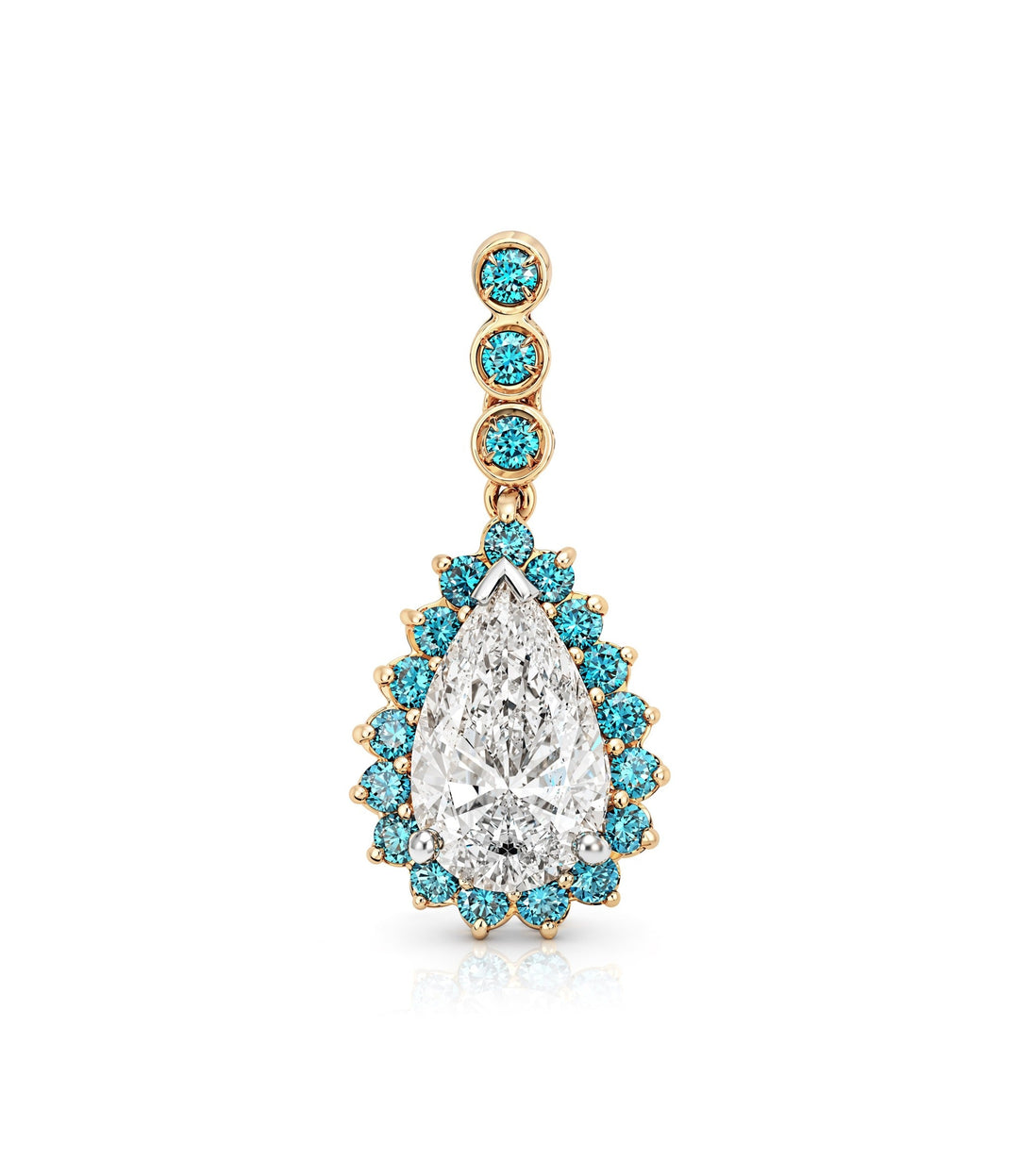 18kt Yellow Gold Lab Grown Pear and Diamond Drop Pendant