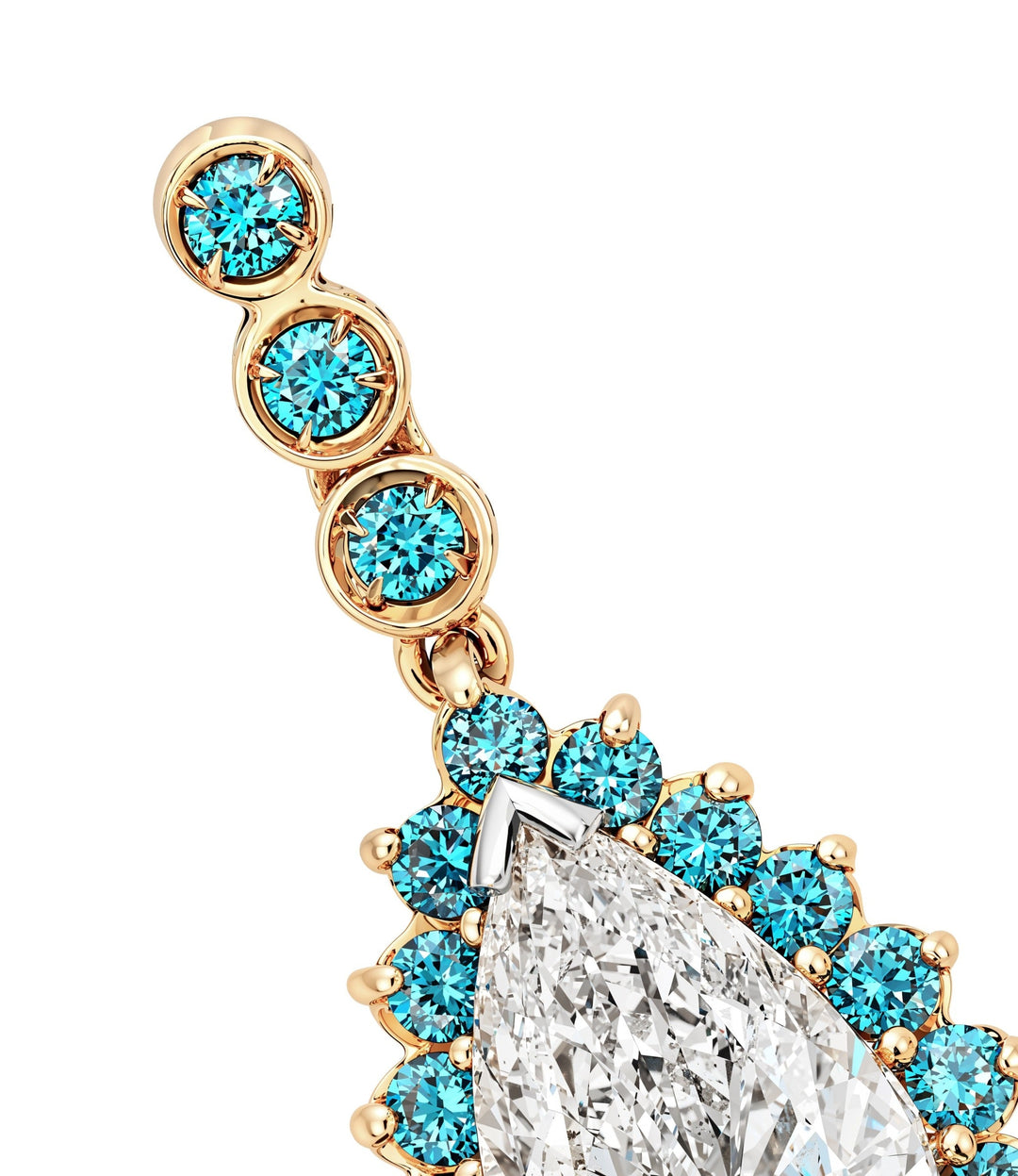 18kt Yellow Gold Lab Grown Pear and Diamond Drop Pendant