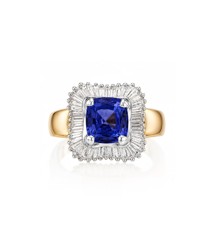 18kt Yellow and White Gold Estate Tanzanite and Diamond Ring