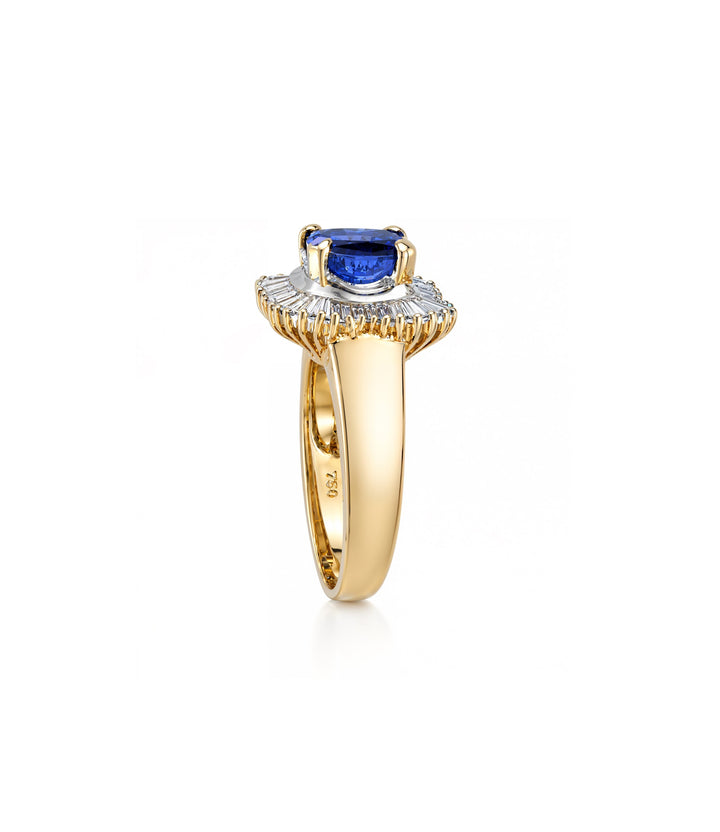 18kt Yellow and White Gold Estate Tanzanite and Diamond Ring