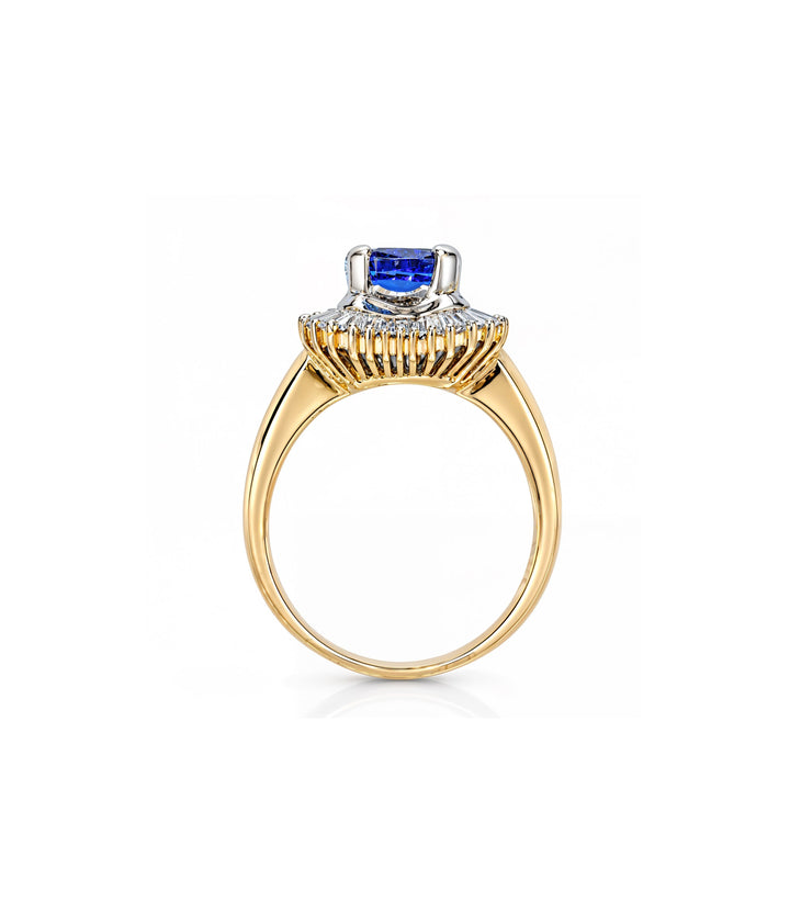 18kt Yellow and White Gold Estate Tanzanite and Diamond Ring