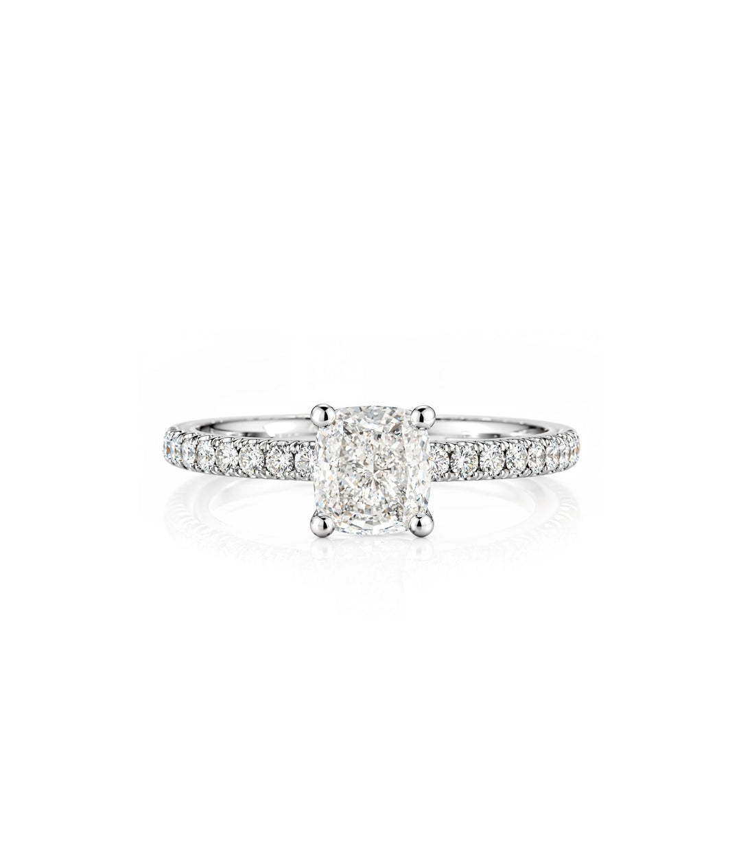 19kt White Gold Cushion Cut Diamond Ring