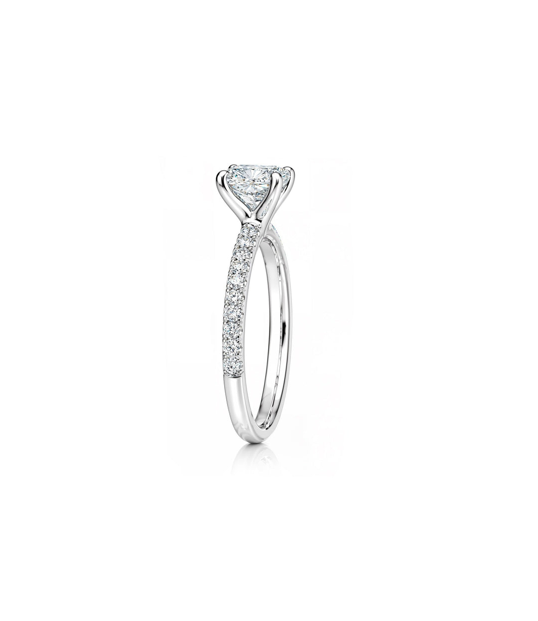 19kt White Gold Cushion Cut Diamond Ring