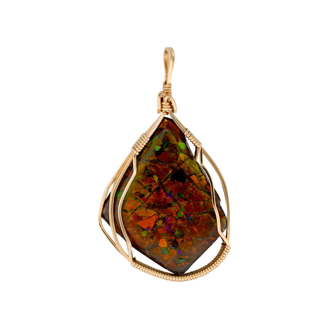 10kt Yellow Gold Estate Ammolite Pendant