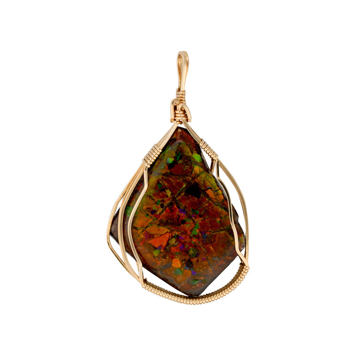 10kt Yellow Gold Estate Ammolite Pendant