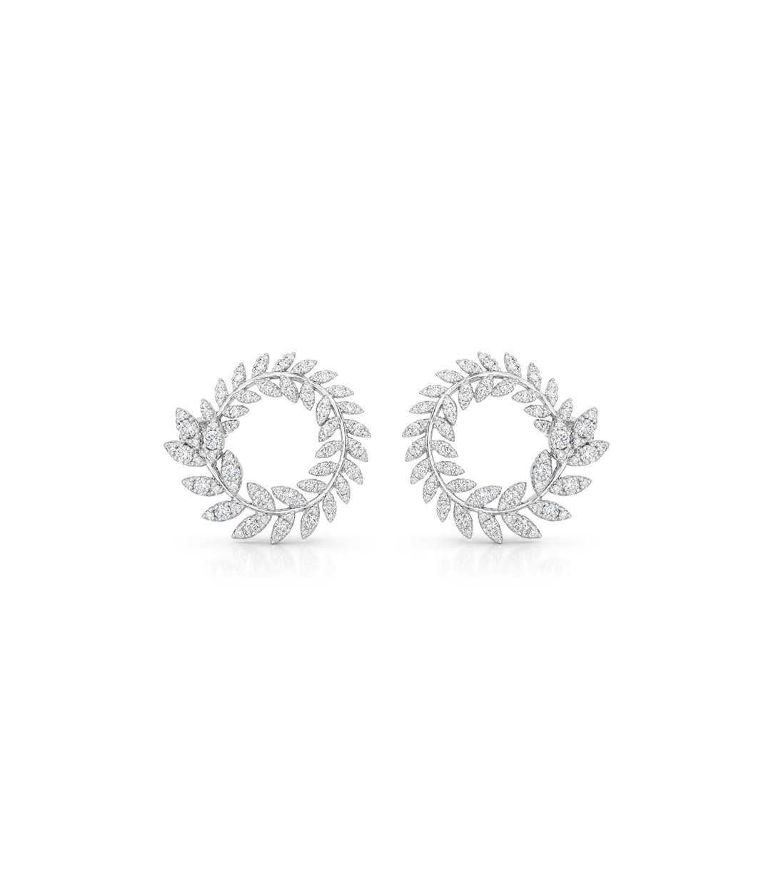 10kt White Gold Diamond Wreath Earrings