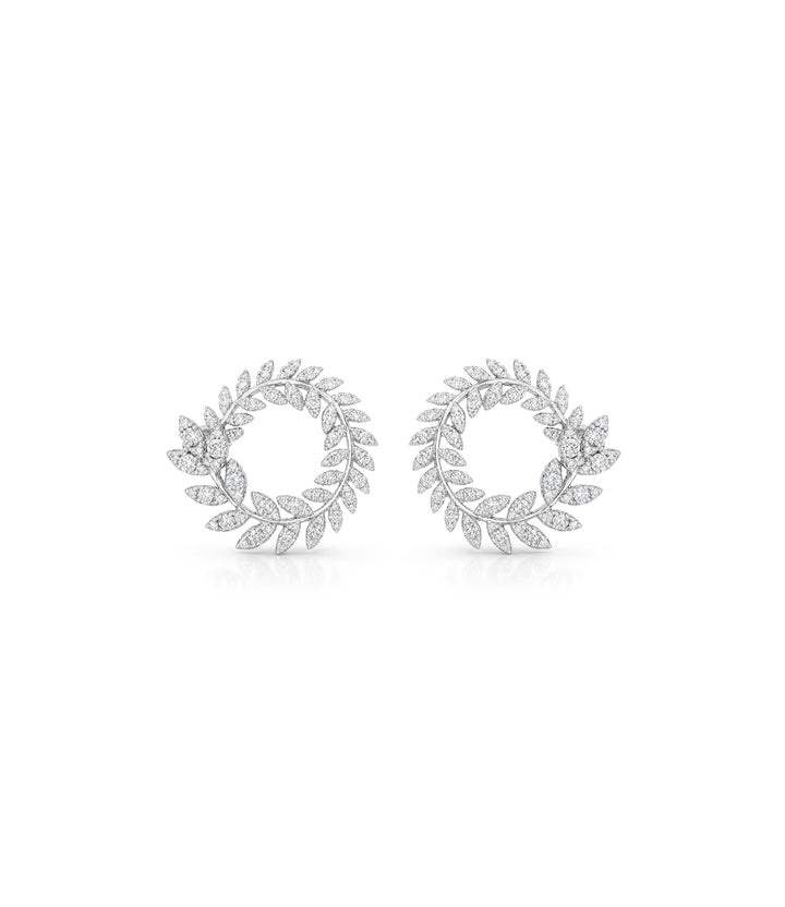10kt White Gold Diamond Wreath Earrings