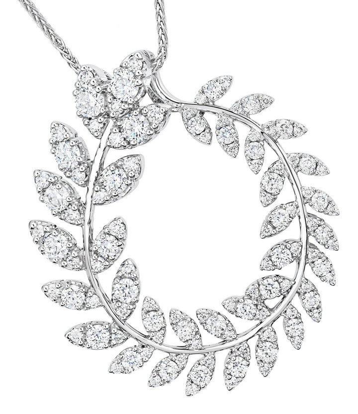 10kt & 14kt White Gold Diamond Wreath Pendant and Chain