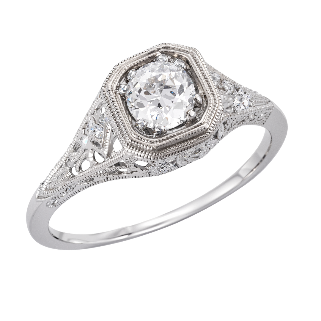 14kt White Gold Estate Art Deco Ring