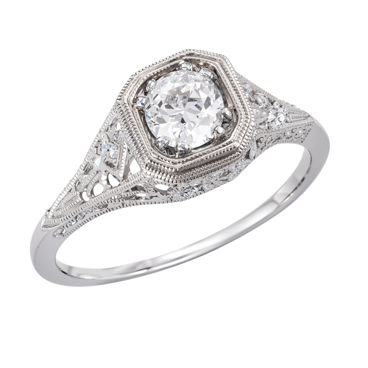 14kt White Gold Estate Art Deco Ring