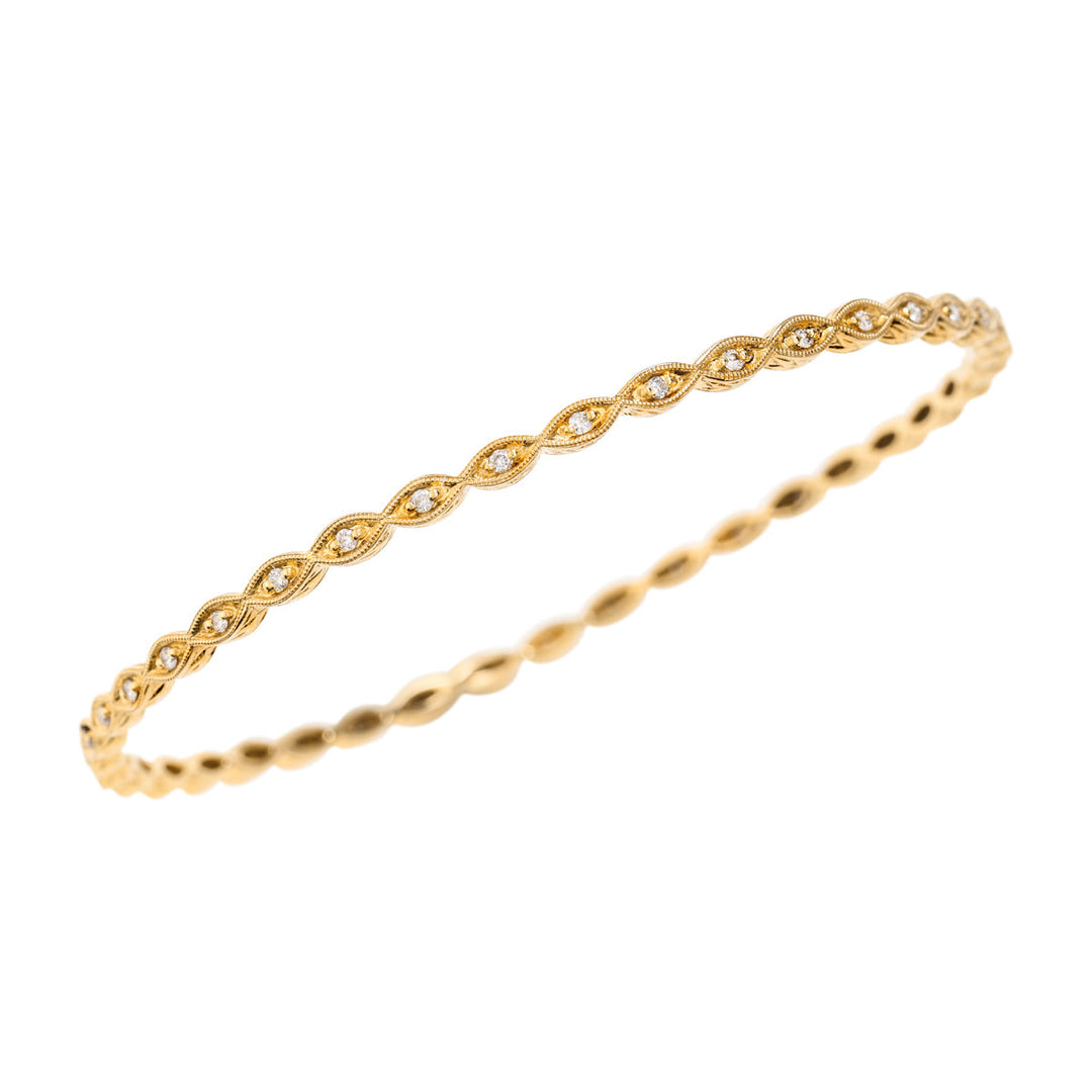 14kt Yellow Gold Diamond Bangle