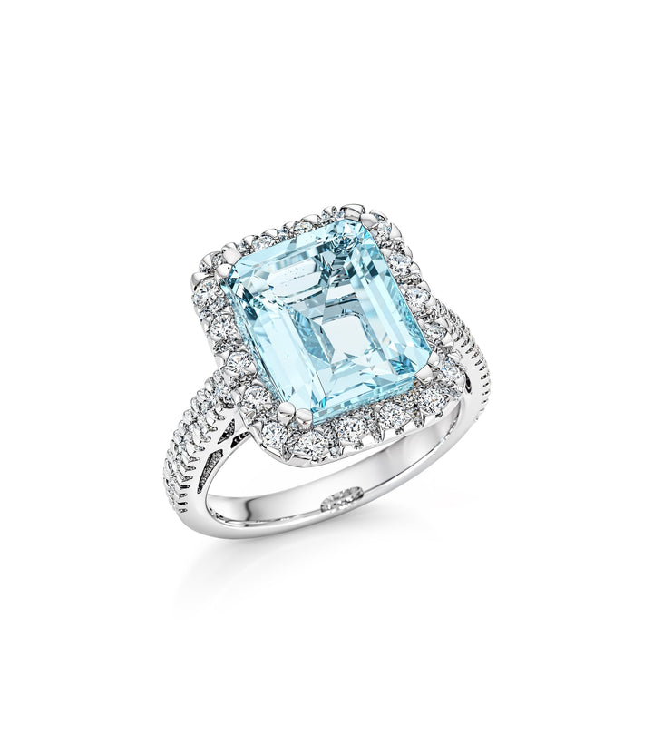 14kt Estate Aquamarine Diamond Ring