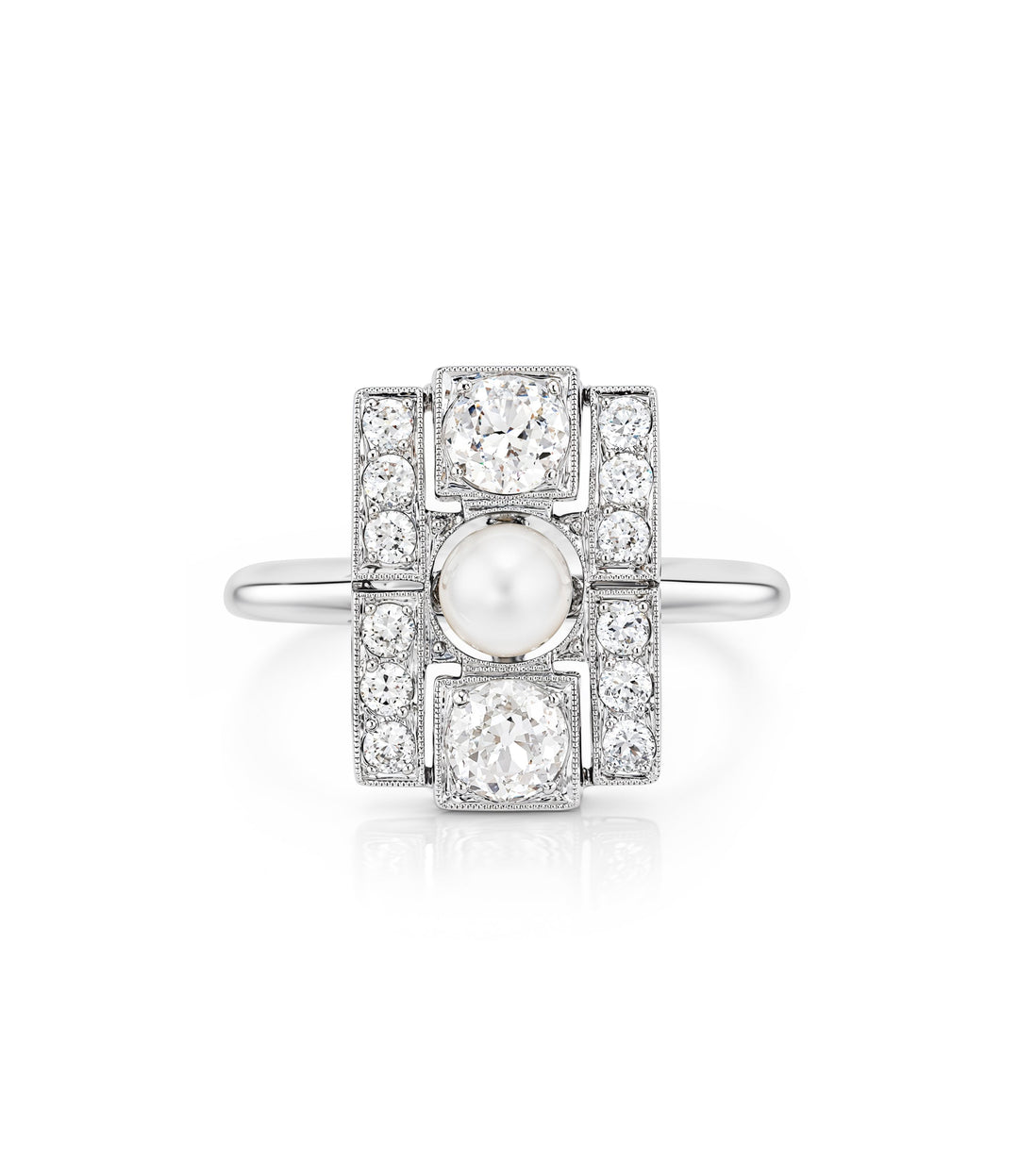 14kt Estate Pearl and Diamond Ring