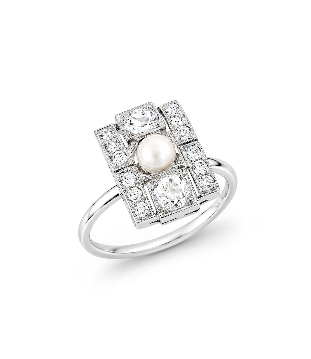 14kt Estate Pearl and Diamond Ring