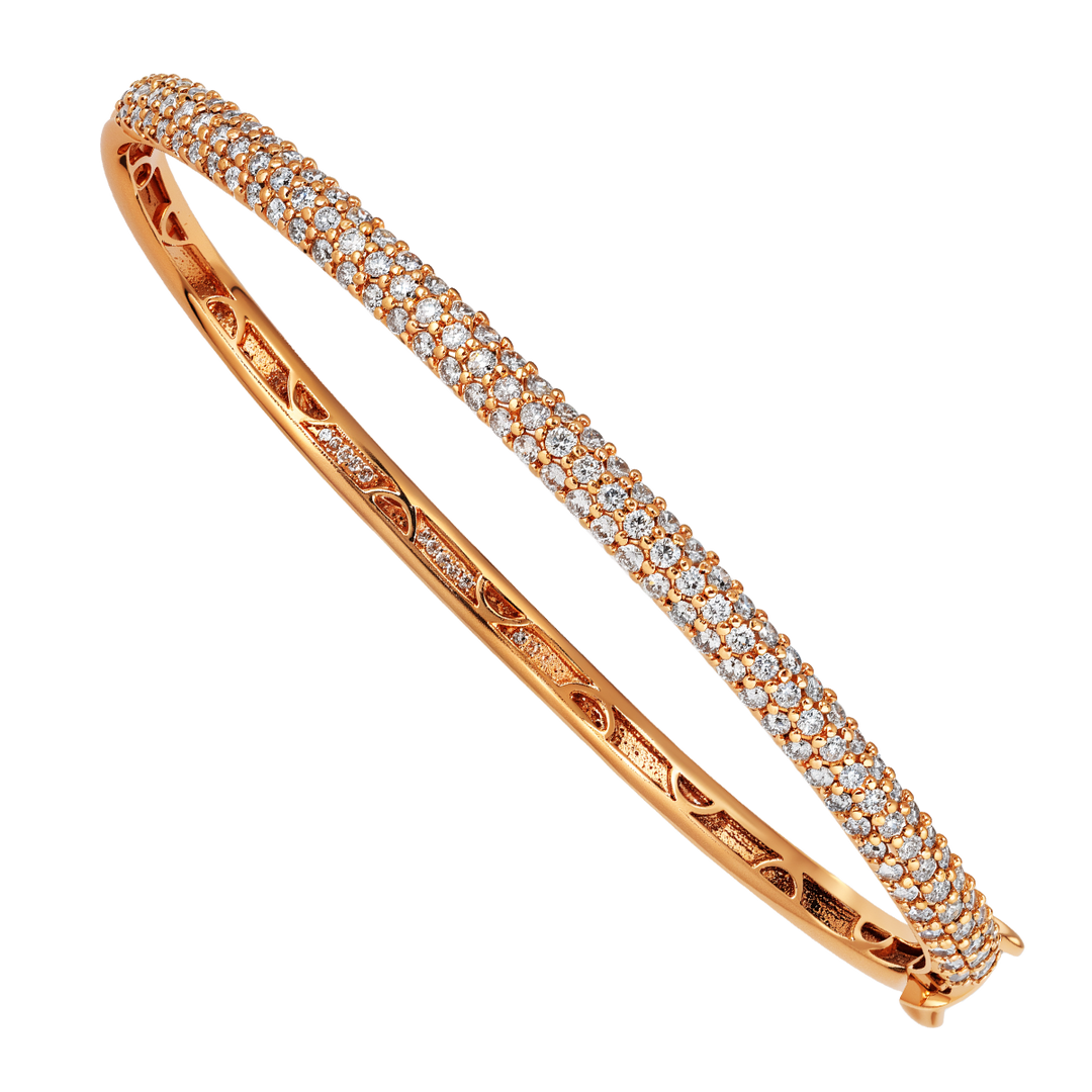 14kt Estate Rose Gold Diamond Bangle