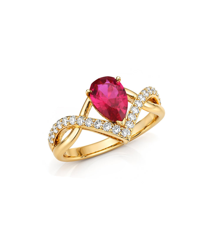 14kt Lab Ruby Diamond Ring