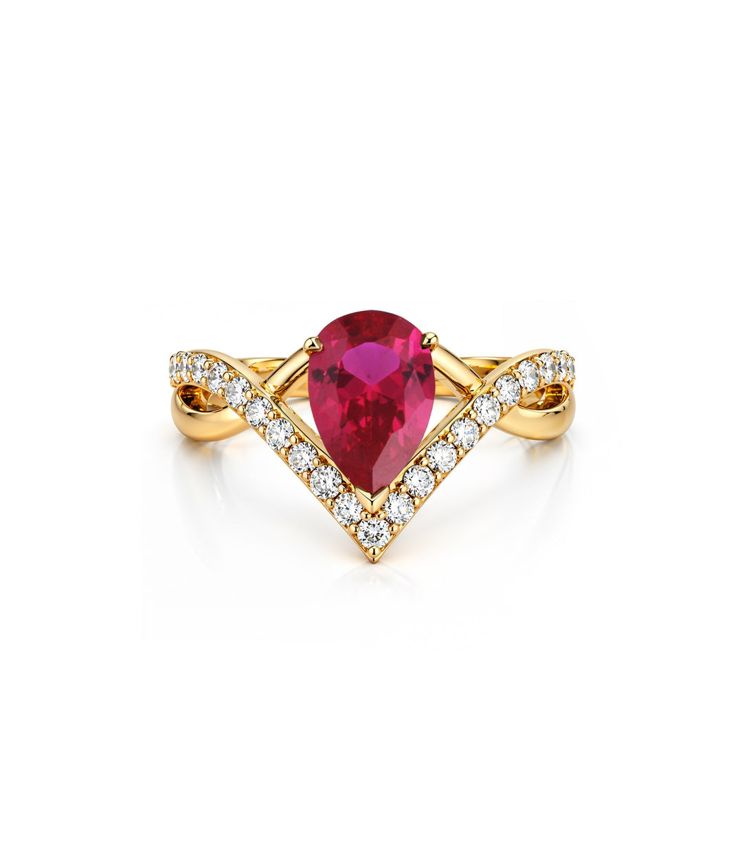 14kt Lab Ruby Diamond Ring