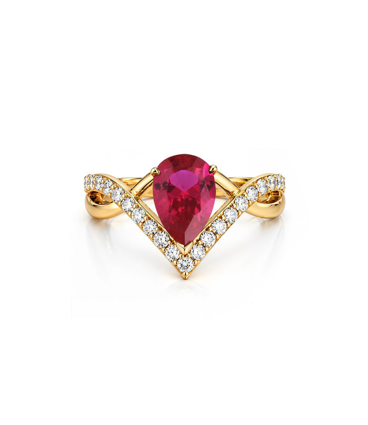 14kt Lab Ruby Diamond Ring