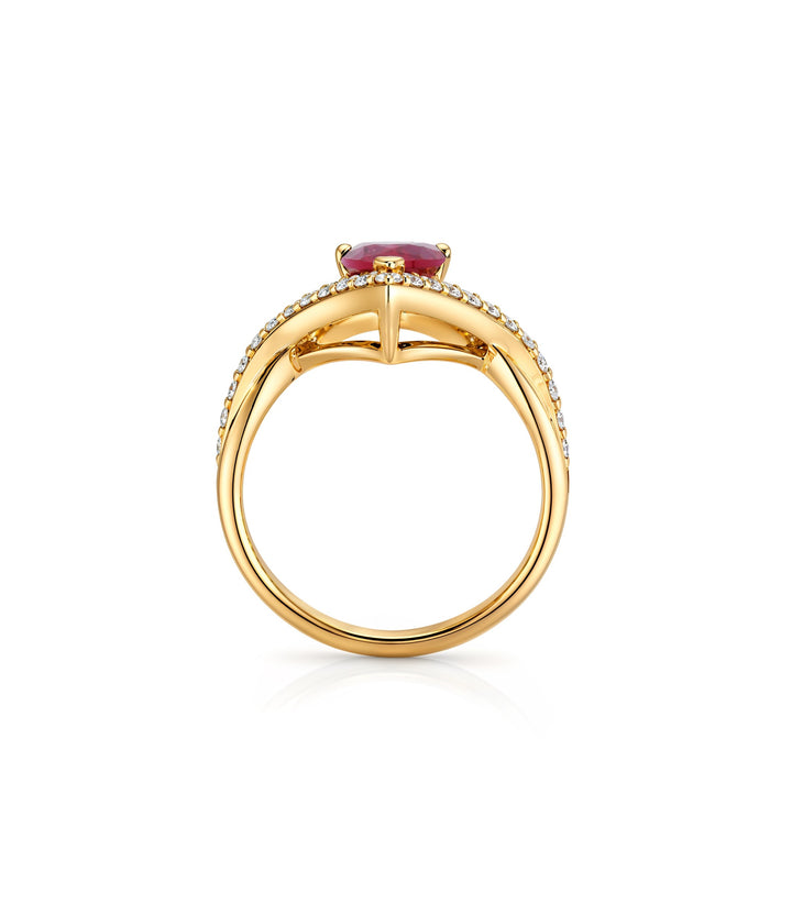 14kt Lab Ruby Diamond Ring