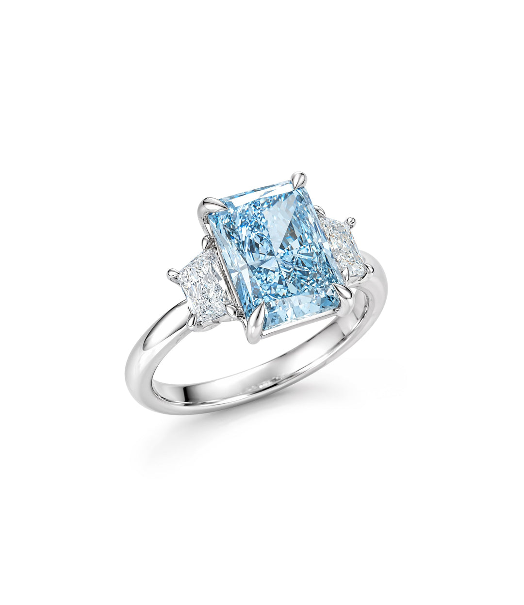 14kt White Gold Lab Grown Blue Diamond Ring