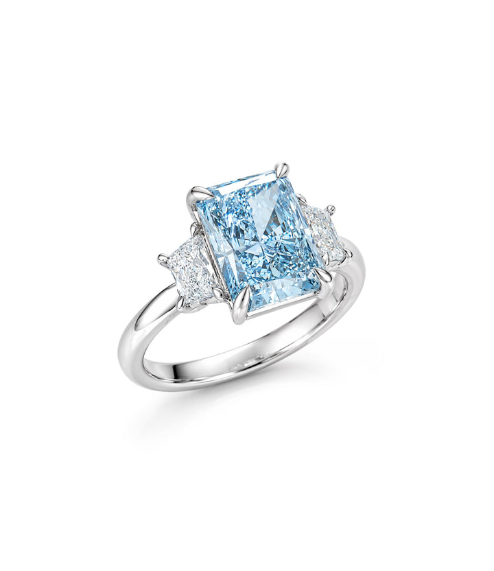 14kt White Gold Lab Grown Blue Diamond Ring
