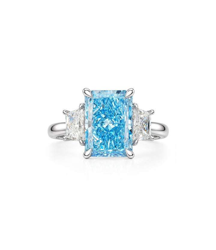 14kt White Gold Lab Grown Blue Diamond Ring