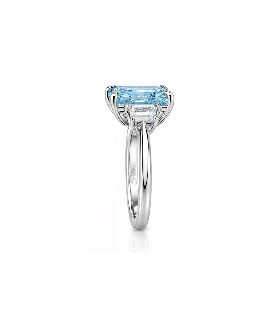 14kt White Gold Lab Grown Blue Diamond Ring