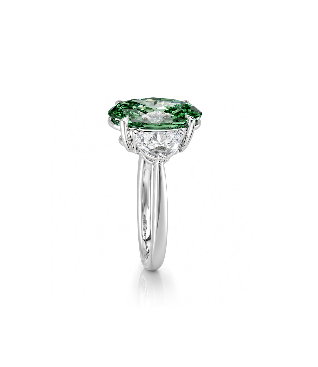 14kt White Gold Lab Grown Oval Green Diamond Ring