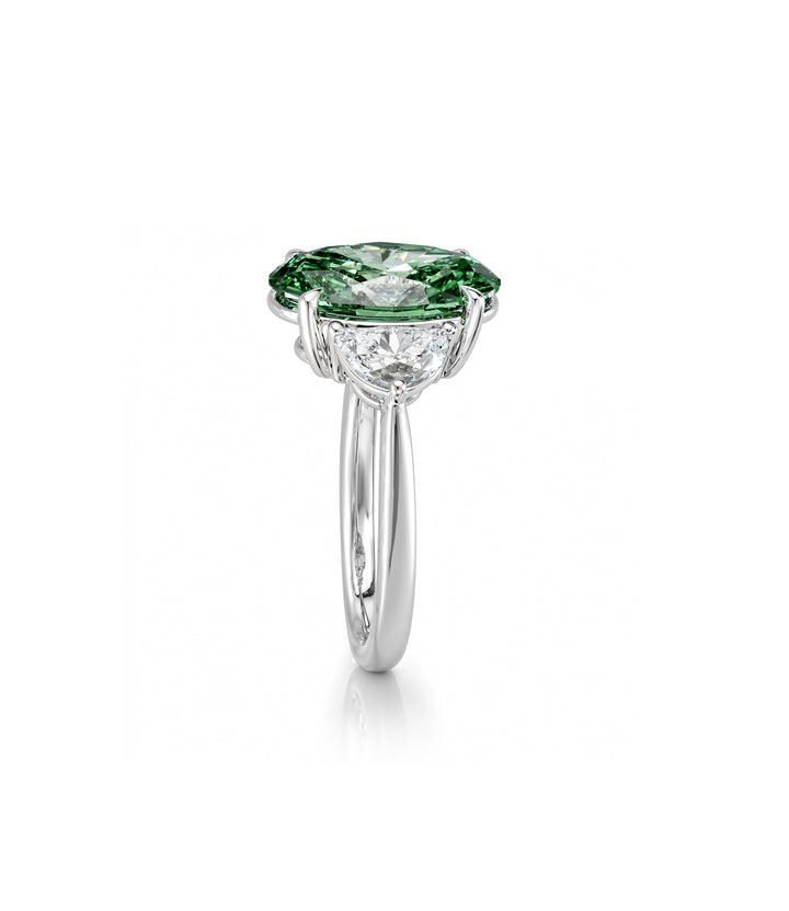 14kt White Gold Lab Grown Oval Green Diamond Ring