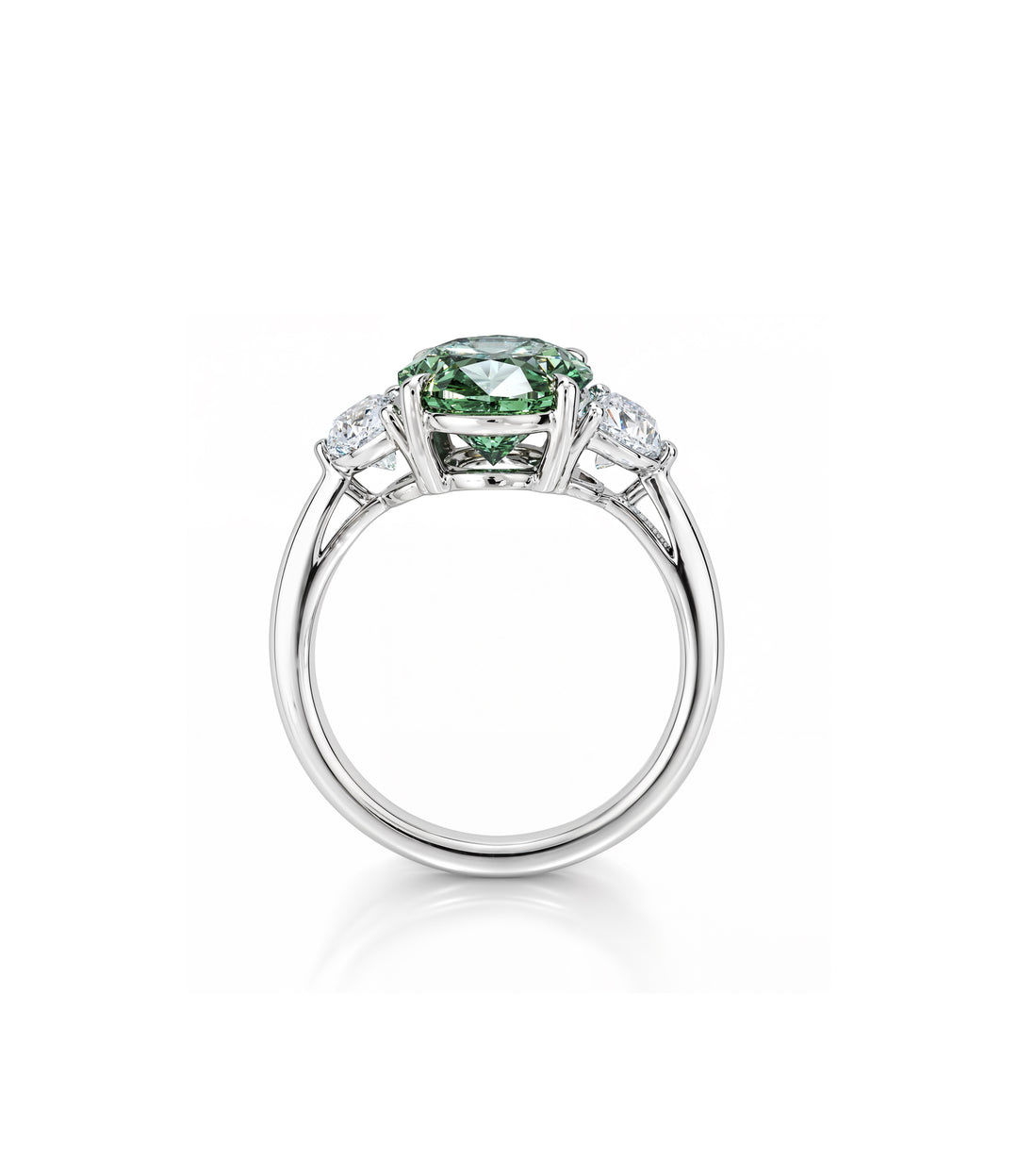 14kt White Gold Lab Grown Oval Green Diamond Ring
