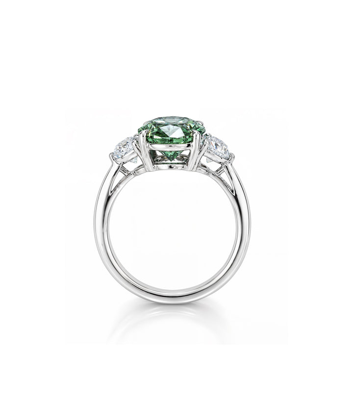 14kt White Gold Lab Grown Oval Green Diamond Ring