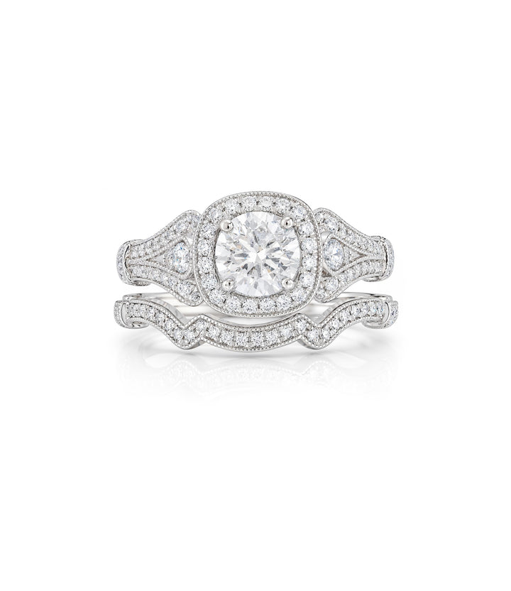 14kt White Gold Gabriel & Co. Diamond Ring and Band Set