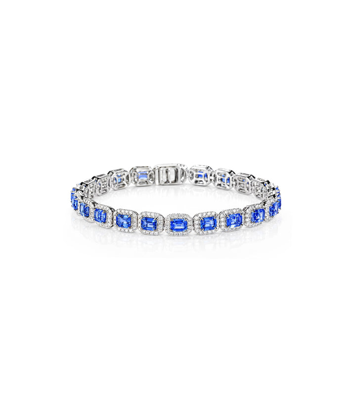 14kt White Gold Sapphire and Diamond Bracelet