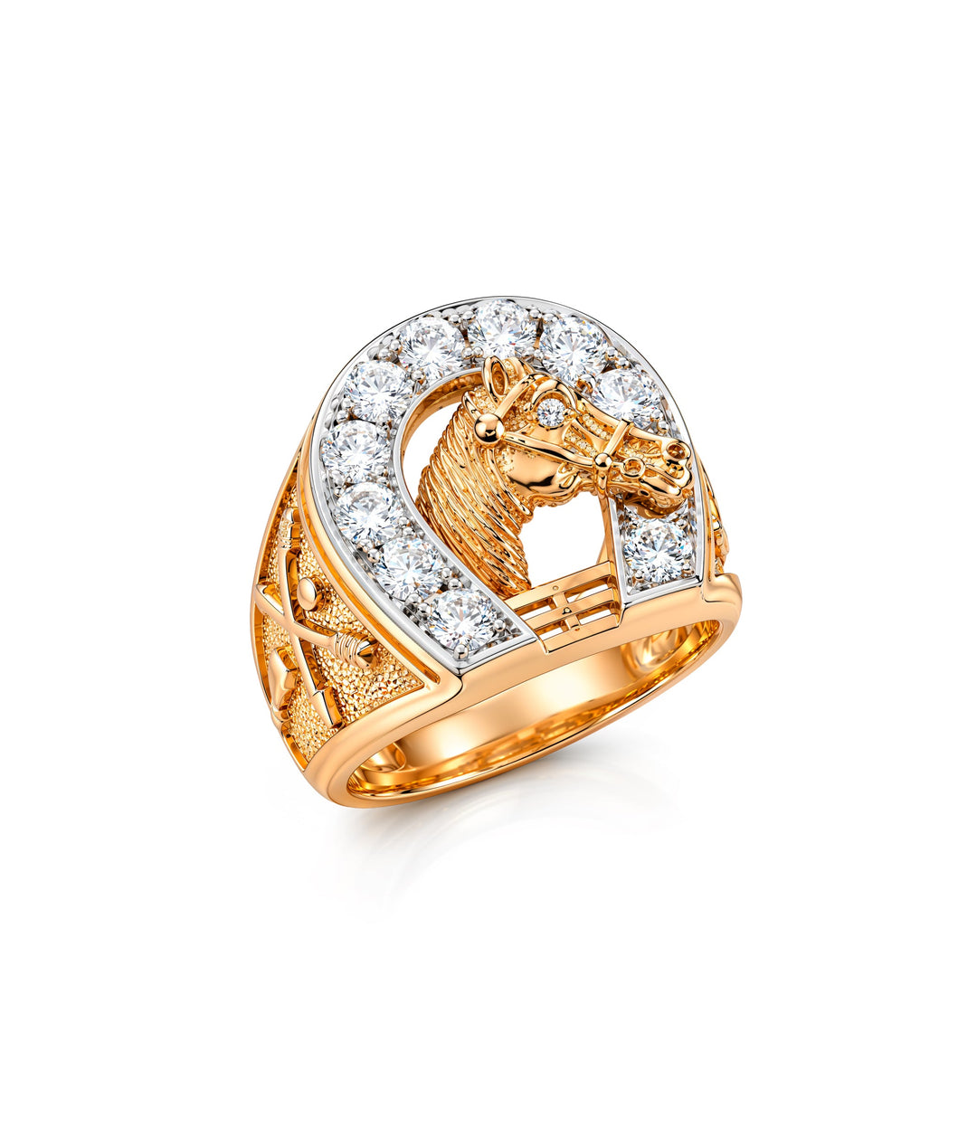 14kt Estate Gentlemans Diamond Horseshoe Ring