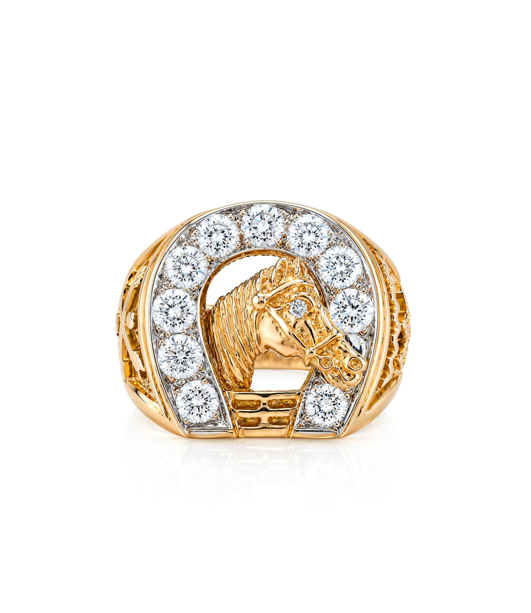 14kt Estate Gentlemans Diamond Horseshoe Ring