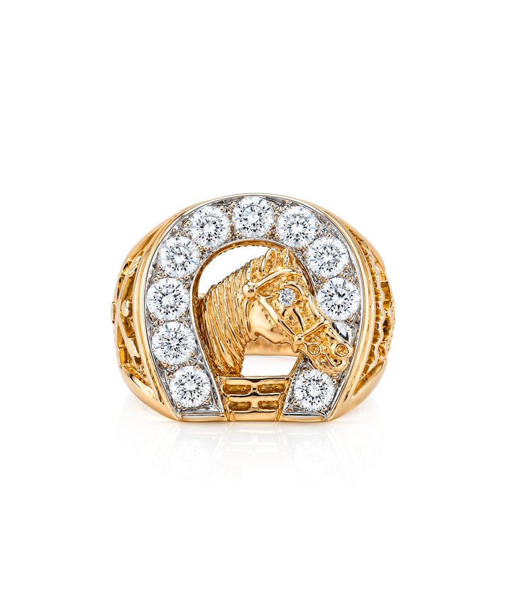 14kt Estate Gentlemans Diamond Horseshoe Ring