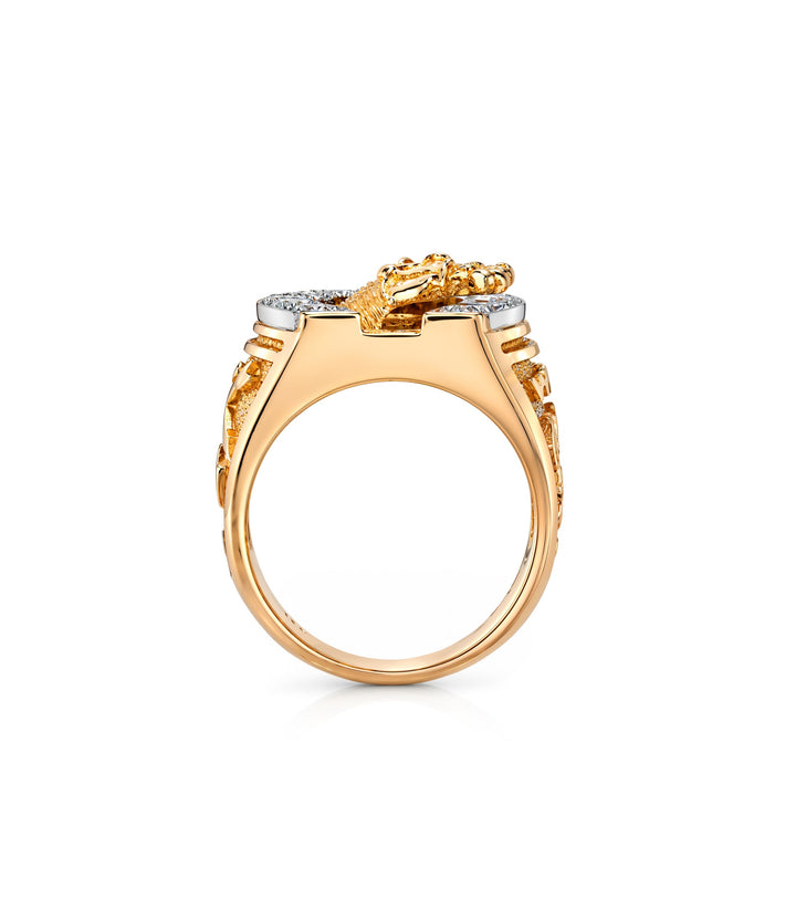 14kt Estate Gentlemans Diamond Horseshoe Ring