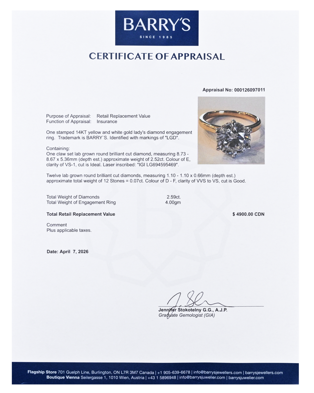 14kt Lab Grown Diamond Ring