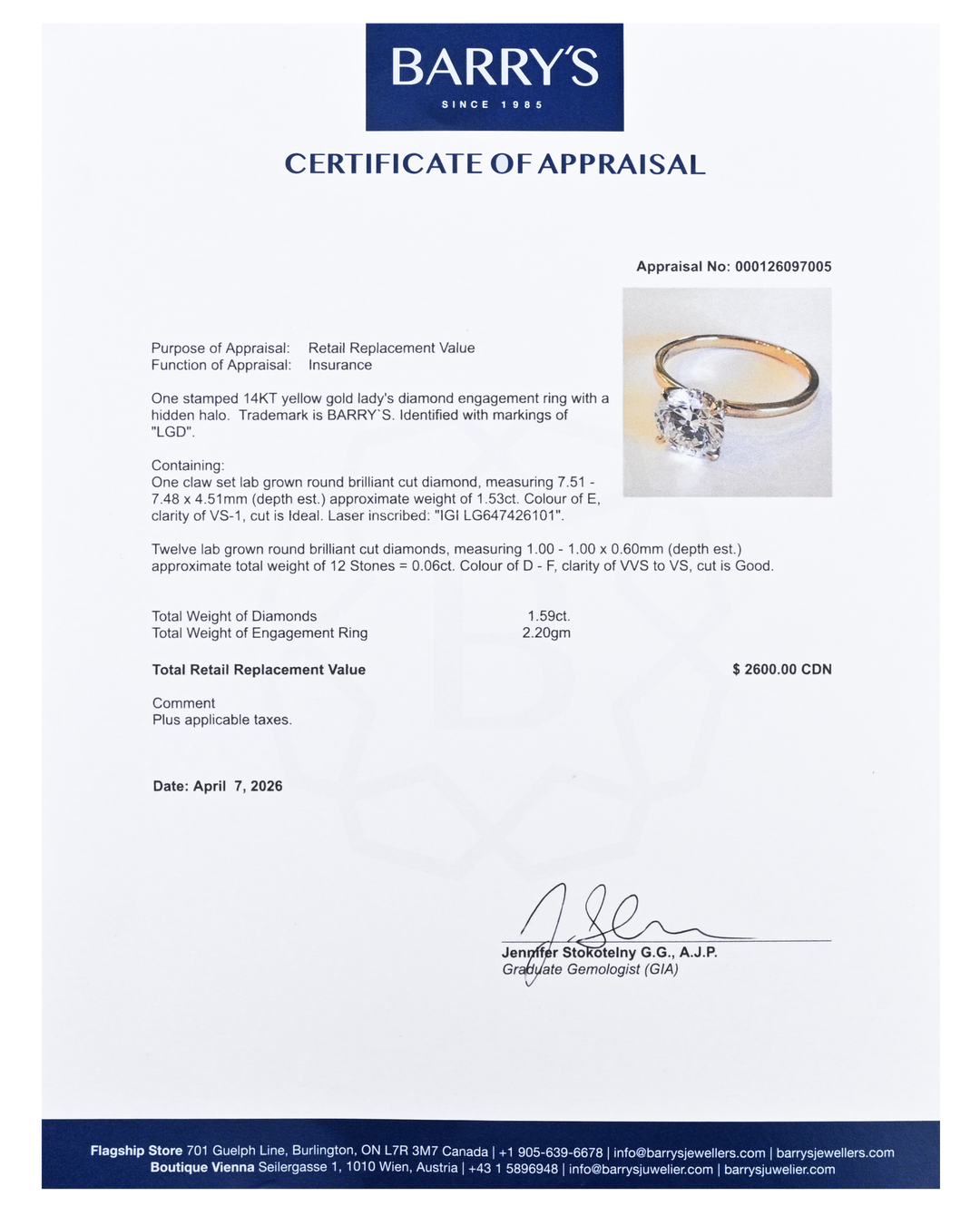 14kt Lab Grown Diamond Ring