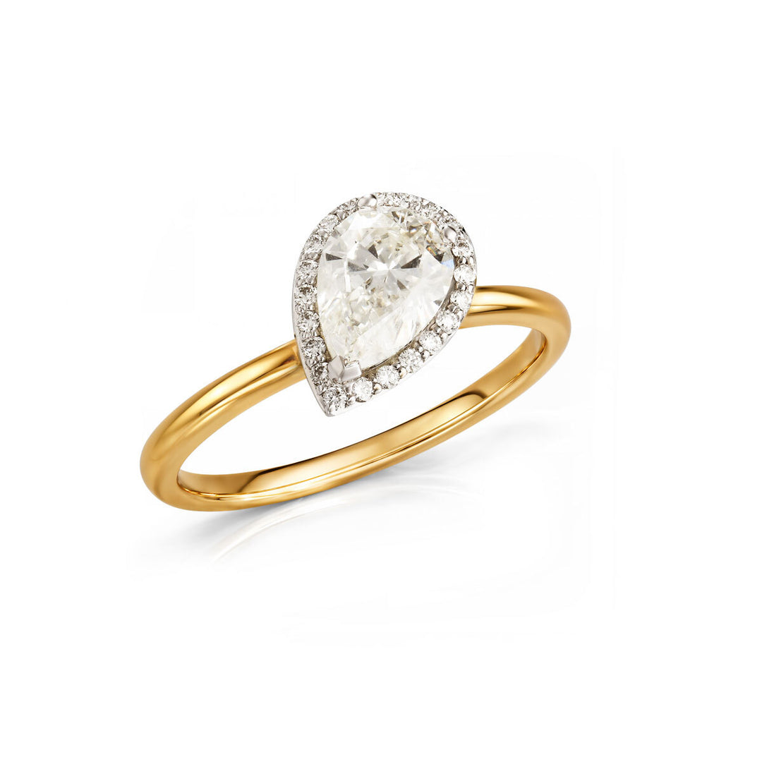 A. 14kt Maple Leaf Pear Shape Diamond Ring