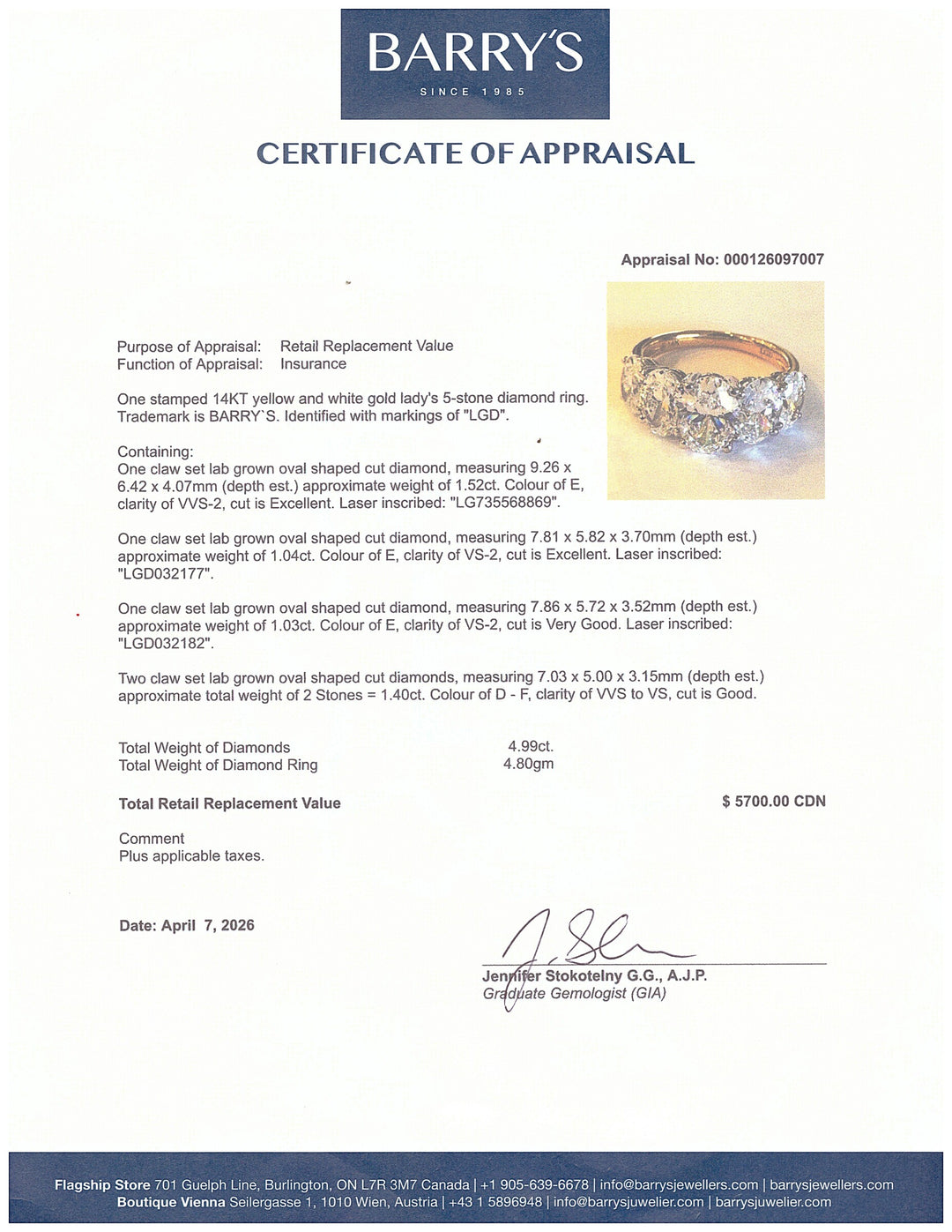A. 14kt Oval Lab Grown Diamond Band