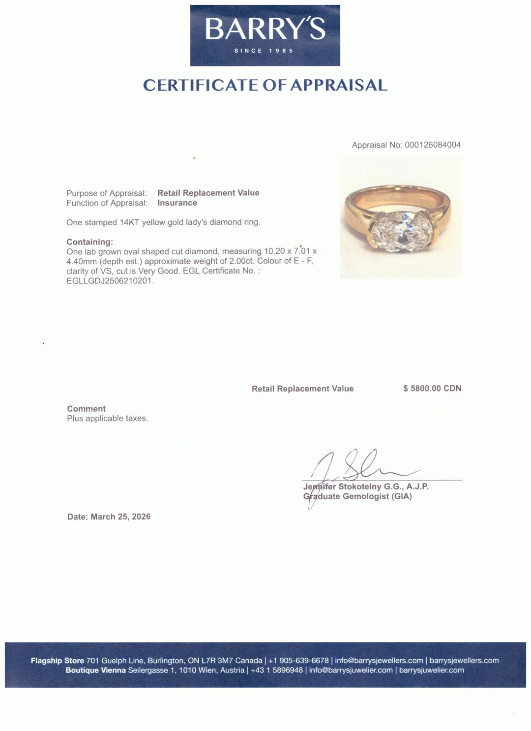 A. 14kt Oval Lab Grown Diamond Ring