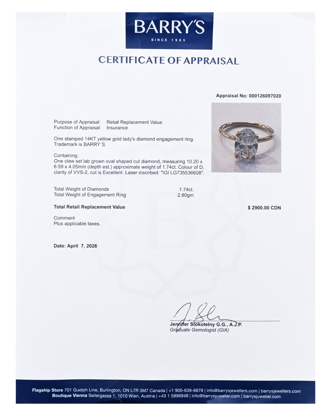 14kt Oval Lab Grown Diamond Ring
